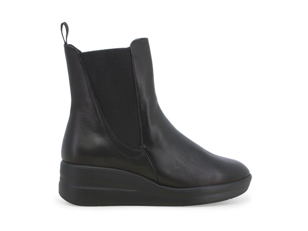 Melluso Winter Boots Zip Elastic Wedge Comfort Upper Leather